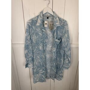 J Valdi Blue & White Men's Acrylic Shirt - L, NWT